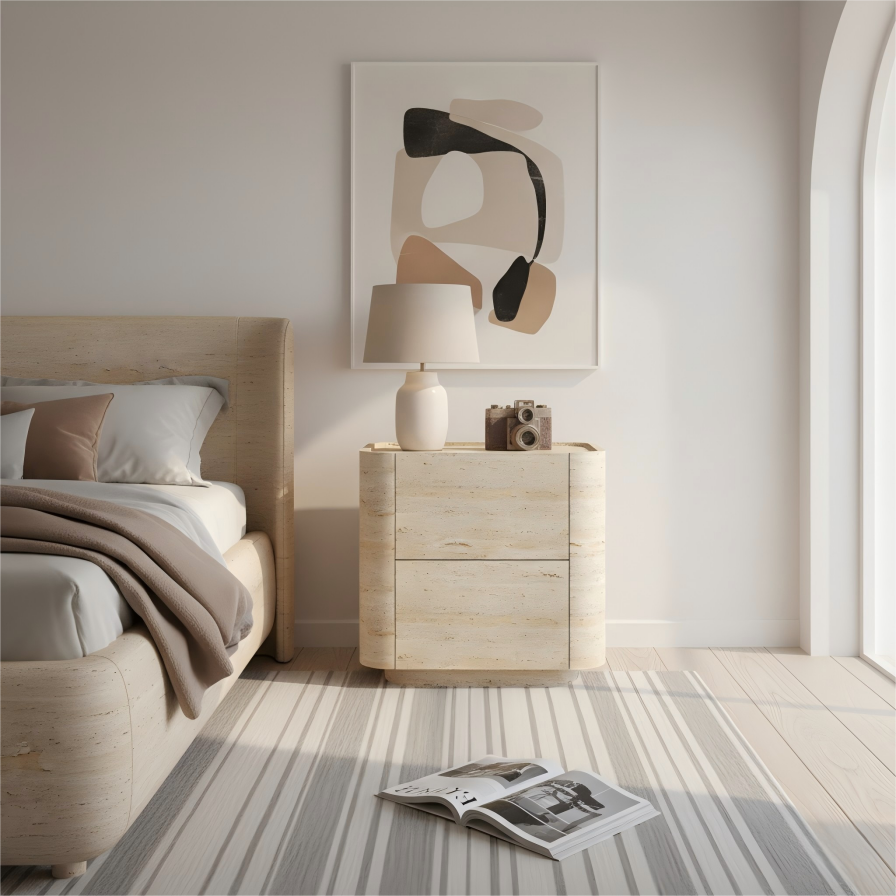 Curutimber Stone Texture Nightstand